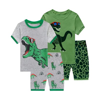 Little Hand Boys Summer Pajamas Dinosaur Print 2 Piece Pajama Sets