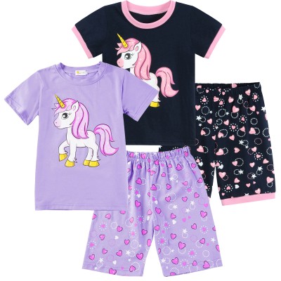 Little Hand Girls Short Pajama Set Unicorn Kids Sleepwear Clothes Pjs