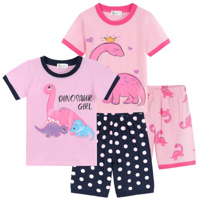 Little Hand Girls Short Pajamas Set Dinosaur Kids Pjs Sleepwear Clothes