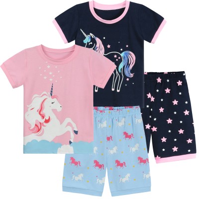 Little Hand Girl Pajama Set Unicorn Short Sleepwear Pajamas Cotton Pjs