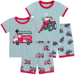 Little Hand Toddler Boys Pajamas Set Fire Engine Kids Summer Sleepwear Short Pjs Clothes