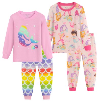 Little Hand Toddler Girls Pajamas Mermaid Long Sleeve Sleepwear 2 Sets Pjs