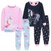 Little Hand Girl Pajamas Sets Unicorn 4-Piece Cotton Sleepwear Clothes Sets