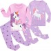 Little Hand Toddler Girl Unicorn Pajamas Sets Cotton Sleepwear 4pcs Kids Pjs