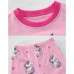 FEDPOP Girl Pajama Set 4-Piece Cotton Long Sleeve Casual Sleepwear Pink Clothes for Kids