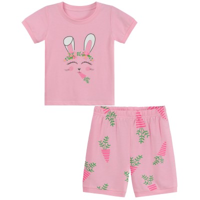 Little Hand Girls Easter Bunny Pajamas 100% Cotton Summer Sleepwear Short Set