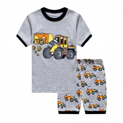 Little Hand Toddler Boys Excavator Pajamas 100% Cotton Summer Pjs for Boy