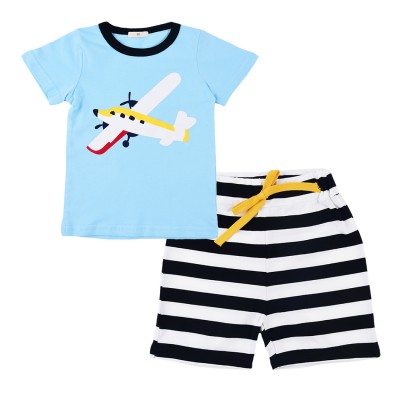 Little Hand Toddler Boys Airplane Pajamas Set 100% Cotton Short Sleeve Pjs