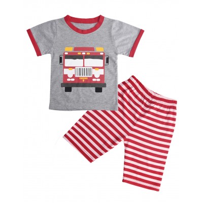 Little Hand Toddler Boys Summer Sleepwear Firetruck Pjs Sleepwear