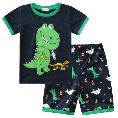 Little Hand Toddler Boy Green Dinosaur Pajamas 100% Cotton Short Sleeve Size