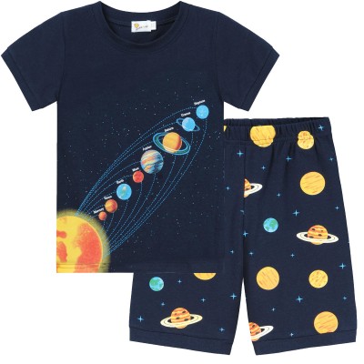 Little Hand Toddler Boys Planet Sleepwear Kids Summer Short Sleeve Pajamas