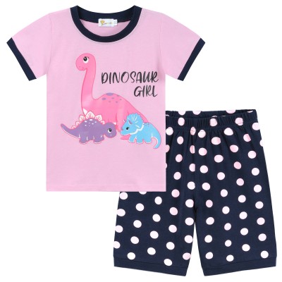 Little Hand Toddlers Girl Dinosaur 2 Piece Pajamas Set 100% Cotton ShortSleeve