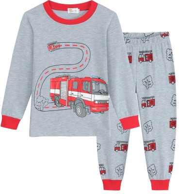 Little Hand Toddler Boy Pajamas Set Fire Truck Long Sleeve Sleepwear