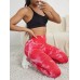 Little Hand Women Leggings Tie-dyed High Waisted Yoga Pants Red