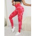 Little Hand Women Leggings Tie-dyed High Waisted Yoga Pants Red