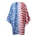 Women's 4th of July American Flag Cardigan Kimono Beachwear Bikini Cover Up