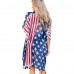 Women's American Flag Chiffon Kimono Beachwear Cardigan Bikini Swimsuit Cover Up One Size